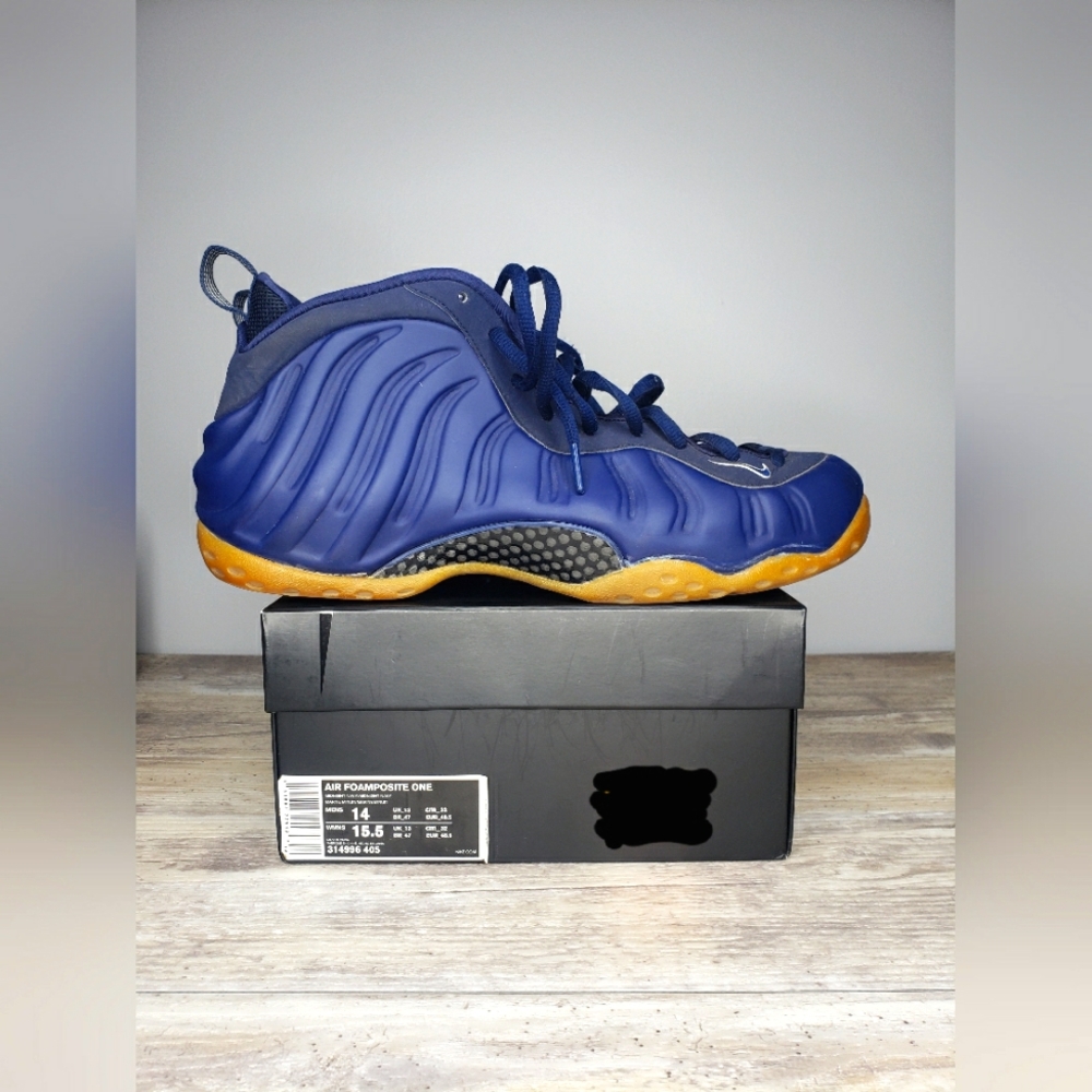 Nike Navy Foamposite Sneakers with Gum Soles
